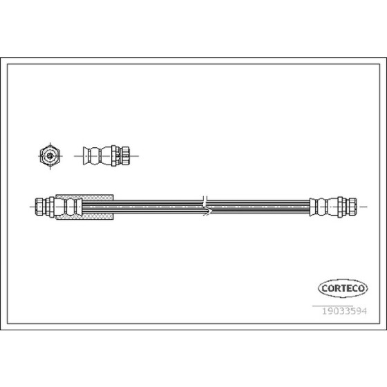 CORTEGO Arka Fren Hortumu - 258 MM Volkswagen Golf 5 - Volkswagen Caddy 3 - Kod CRT19033594 - OEM 1K0611775C ürün görseli