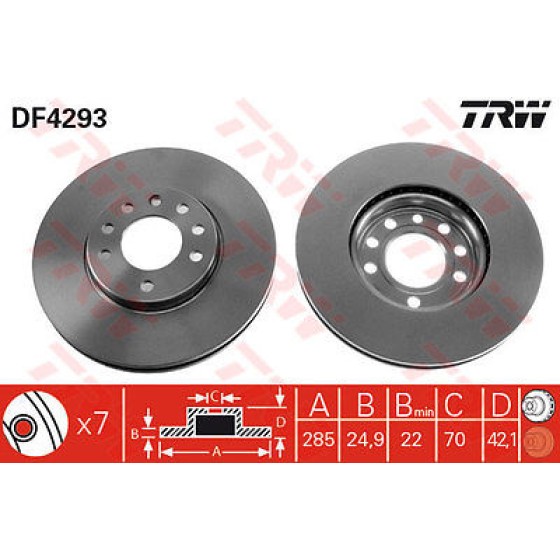 WAGEN Ön Fren Diski - Havali Opel Vectra C 1.6 16V 5 Bijon 284, 7x24,, 1 2002-2008 - Kod 13-3209 - OEM 569003 ürün görseli