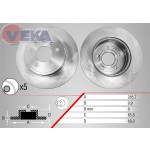 WAGEN Arka Fren Diski - Duz Opel Vectra B 1.6i 5 Bijon 285, 7x9, 9x65, 5x69, 3 1995-2003 - Kod 13-3215 - OEM 569210