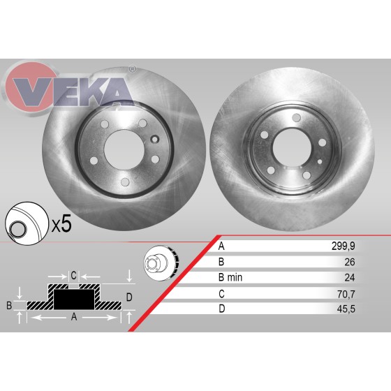WAGEN Ön Fren Diski - Havali Opel Astra J 1.3 CDTI 5 Bijon 299,, 7x45, 5 2009 - Kod 13-3227 - OEM 569070 ürün görseli