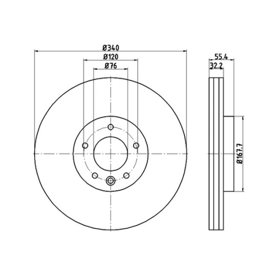 VEKA Ön Fren Diski - Havali T6 2.0 Audi TDI 5 Bijon 339, 8x32,, 4 2011 - Kod 13-4437 - OEM 7E0615301C ürün görseli