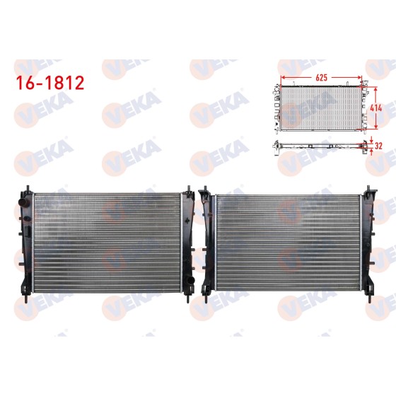VEKA SU Radyatoru Mekanik Fiat Linea (323) 1.3 Mjt 90 HP M-t 2007 - Kod 16-1812 - OEM 51785217 ürün görseli
