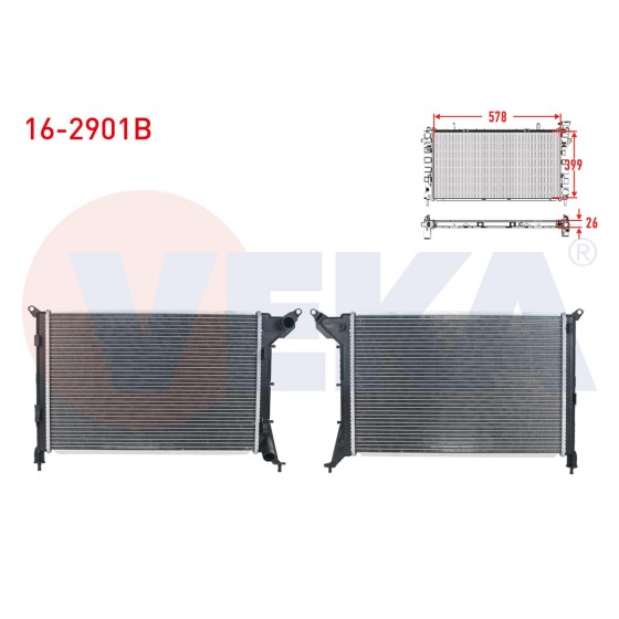 VEKA SU Radyatoru Brazing Mini Cooper (R50, R53) 1.6i 16V 2001-2006 / Cooper One (R50, R53) 1.6i 16V 2001-2006 - Kod 16-2901B - OEM 1475552 ürün görseli