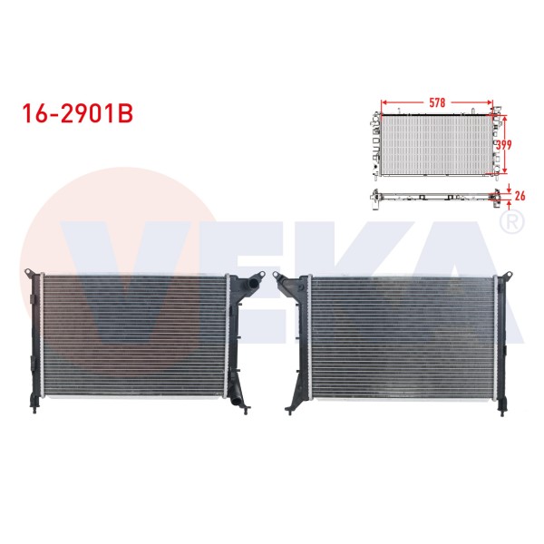 VEKA SU Radyatoru Brazing Mini Cooper (R50, R53) 1.6i 16V 2001-2006 / Cooper One (R50, R53) 1.6i 16V 2001-2006 - Kod 16-2901B - OEM 1475552
