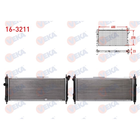VEKA SU Radyatoru Mekanik Opel Corsa B 1.2i M-t AC+ 1993-2000 - Kod 16-3211 - OEM 1300152 ürün görseli