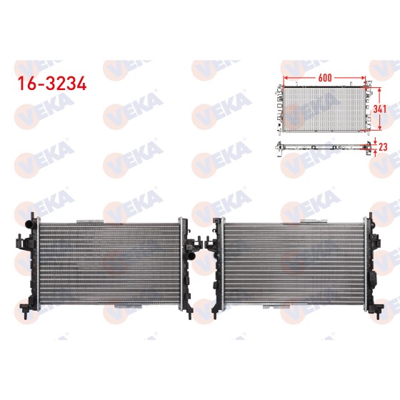 VEKA SU Radyatörü Opel Corsa C Opel Combo C Z13DT Z13DTJ Z17DTH - Kod 16-3234 - OEM 1300259 ürün görseli