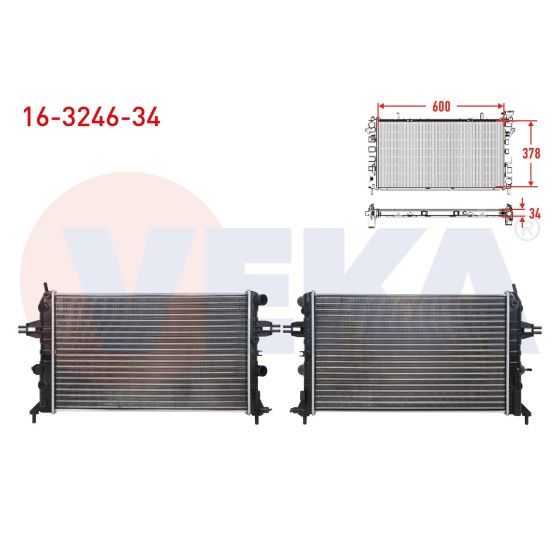 VEKA SU Radyatoru Mekanik 34mm Opel Astra G (F69) 1.2 16V M-t AC+ 1998-2005 - Kod 16-3246-34 - OEM 1300195 ürün görseli