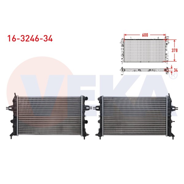 VEKA SU Radyatoru Mekanik 34mm Opel Astra G (F69) 1.2 16V M-t AC+ 1998-2005 - Kod 16-3246-34 - OEM 1300195