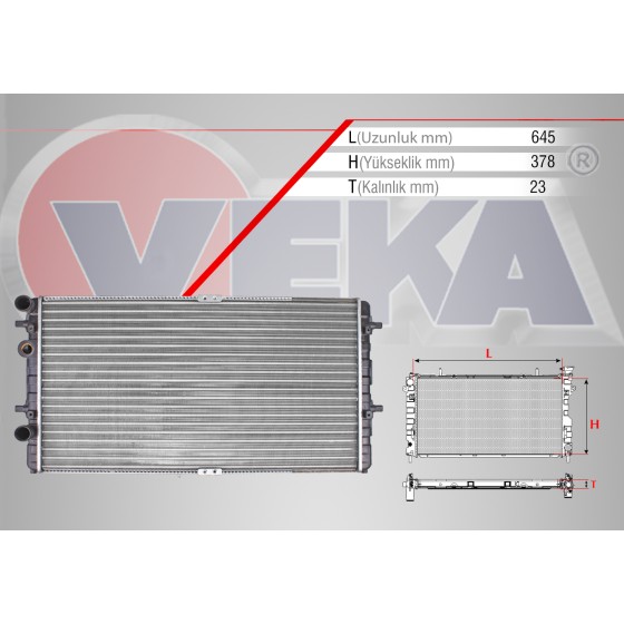VEKA SU Radyatörü Mekanik Volkswagen Polo Classic 1.6 Aft - 1.9 Audi TDI M-t 1995-2001 - Kod 16-4421 - OEM 6K0121253 ürün görseli