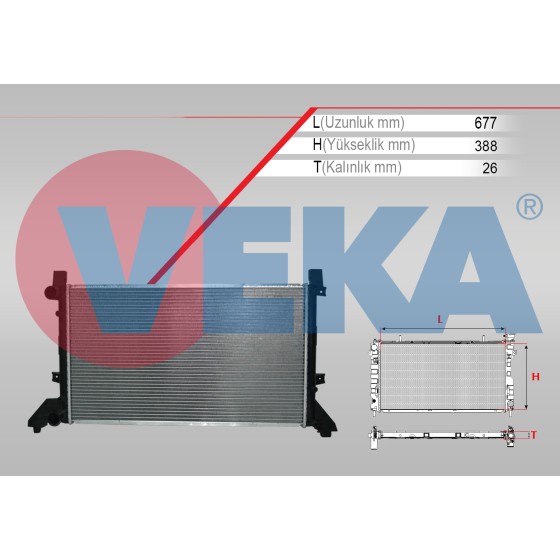 VEKA SU Radyatörü Brazing LT 28-35 2.5 Audi TDI M-t 1996-2006 / 2d0121253 - Kod 16-4424B - OEM 2D0121253B ürün görseli