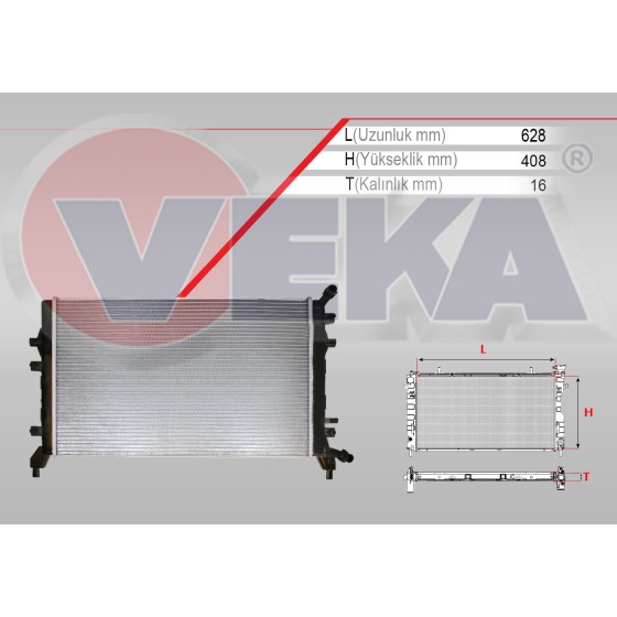 VEKA Radyatör - SU Öndeki Brazing Volkswagen Golf 5 1.4 TSI Caxa 2003-2009 - Kod 16-4442B - OEM 1K0121251BN ürün görseli