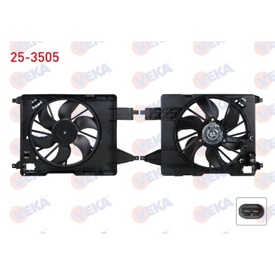 VEKA Fan Motoru - SU Radyatoru Davlumbazli Tekli Fanli Renault Megane II (BM0 / 1, CM0 / 1) 1.5 DCI M-t AC+ 2002-2008 - Kod 25-3505 - OEM 7701054966 ürün görseli