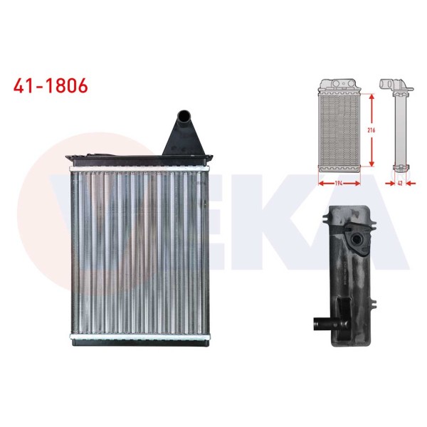 VEKA Kalorifer Radyatoru Mekanik Fiat Palio (178bx) (178dx) 1.2i 16V 1996-2005 - Kod 41-1806 - OEM 7078698