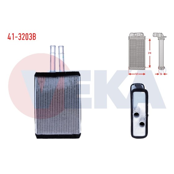 VEKA Kalorifer Radyatoru Mekanik Opel Vectra B 1.6i Borulu 1995-2003 - Kod 41-3203 - OEM 1843107 ürün görseli