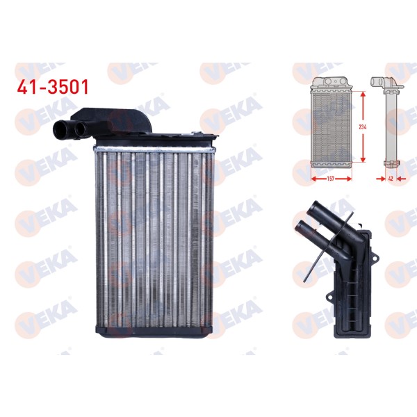 VEKA Kalorifer Radyatoru Mekanik Renault R19 1.4 1988-2001 - Kod 41-3501 - OEM 7701033457