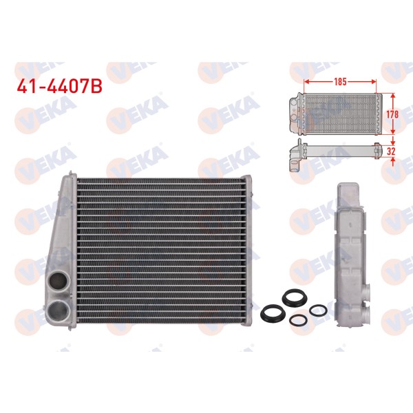 VEKA Kalorifer Radyatoru Brazing (5.5mm Fin) Volkswagen Golf V (1k1) 1.4i 2003-2009 - Kod 41-4407B - OEM 1K0.819.031