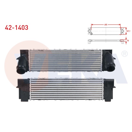 VEKA Bmw Turbo Radyatoru (Intercooler) Bmw X3 (F25) Xdrive 2.0 D - Xdrive 2.0i 2010- / X4 (F26) Xdrive 2.0 D 2014 - Kod 42-1403 - OEM 17517823570 ürün görseli