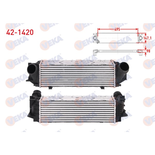 VEKA Bmw Turbo Radyatoru (Intercooler) 5 (F10) 520 I 184 Hp 1996-2003 - Kod 42-1420 - OEM 17117618768
