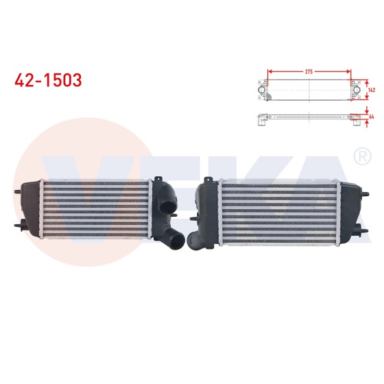 VEKA Turbo Radyatoru (Intercooler) Citroen C2 1.4 HDI 2003-2009 / Citroen C3 1.4 HDI 2002-2009 - Kod 42-1503 - OEM 0384.G2 ürün görseli