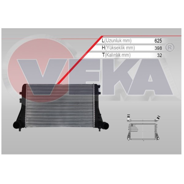 VEKA Turbo Radyatoru (Intercooler) Kelepceli Volkswagen Jetta Iii (1k2) 1.6 Audi TDI 2005-2010 - Kod 42-4414 - OEM 1K0145803AF