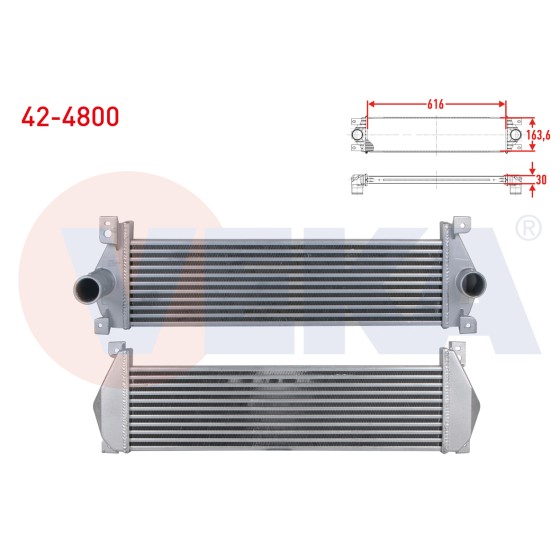 VEKA Turbo Radyatoru (Intercooler) Ssangyong Actyon I 2.0 Xdi 4X4 2005-2012 / Actyon Sports I 2.0 Xdi 4X4 2007- / Actyon Sports II 2.0 Xdi 4X4 2012- / Kyron 2 - Kod 42-4800 - OEM 2371032000 ürün görseli