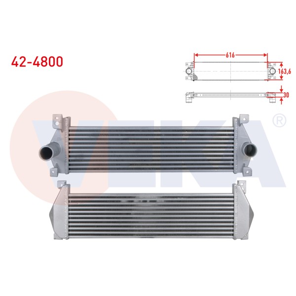 VEKA Turbo Radyatoru (Intercooler) Ssangyong Actyon I 2.0 Xdi 4X4 2005-2012 / Actyon Sports I 2.0 Xdi 4X4 2007- / Actyon Sports II 2.0 Xdi 4X4 2012- / Kyron 2 - Kod 42-4800 - OEM 2371032000