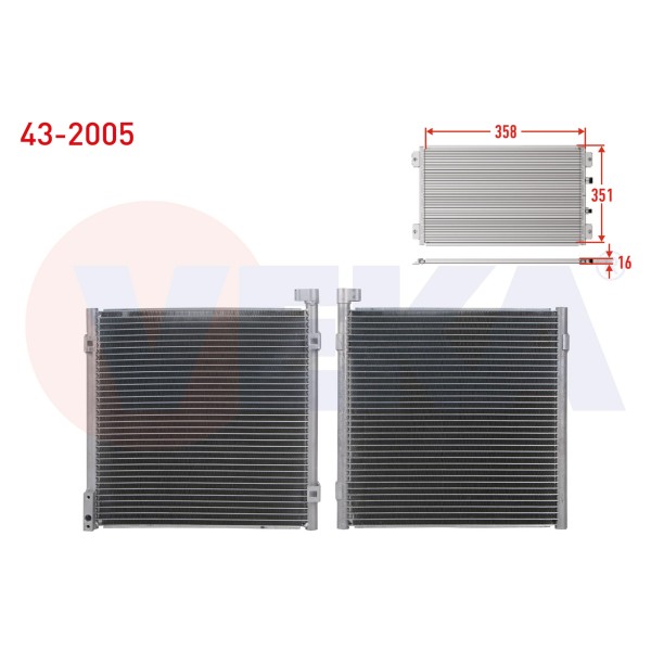 VEKA Klima Radyatoru Honda Civic VI 1.4i - 1.5i - 1.6i 1995-2001 / Hr-v (GH) 1.6 1999-2005 / Rover 400 (RT) 416 Gsi - 418 D 1995-2000 / 45 (RT) 1.6 - 1.8 200 - Kod 43-2005 - OEM 80110-S01-A11
