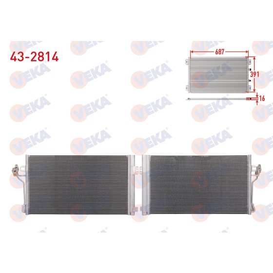 VEKA Klima Radyatoru Mercedes-benz Vito Mercedes-benz Viano (W639) 2.0 CDI 2003-2014 - Kod 43-2814 - OEM A6398350270 ürün görseli