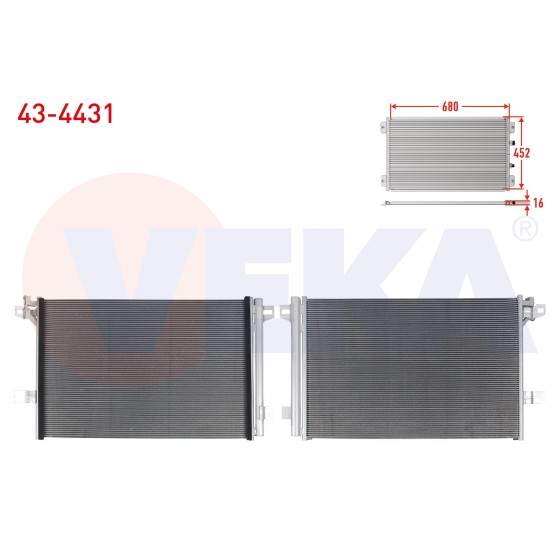 VEKA Klima Radyatoru Volkswagen Transporter T6, T7 2.0 Audi TDI 2015-2023 / Volkswagen Caravelle T6, T7 2.0 Audi TDI 2015-2023 - Kod 43-4431 - OEM 7E0820411F ürün görseli