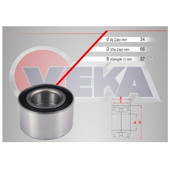 VEKA ON Tekerlek Rulmani Sol-sag Opel Corsa B Opel Astra F Opel Vectra A 1.4i 1991-1998 - Kod 47-3201 - OEM 1603195 ürün görseli