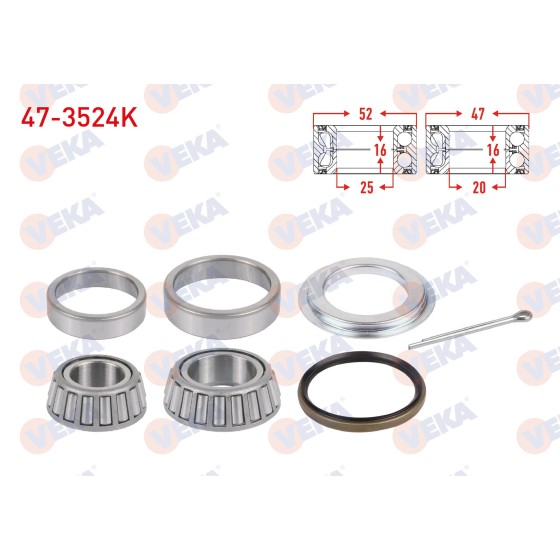 VEKA Arka Porya Rulmanı - Tekerlek Rulman Kiti E.m / Renault 12 / Toros 1.3 - 1.4 1971-2000 - Kod 47-3524K - OEM 7700502547 ürün görseli