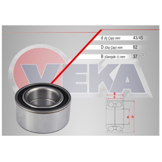 VEKA ÖN Teker Bilyasi Poryasiz Volkswagen Passat-a4-a6 Afn-avg 1, 9 Audi TDI (82 Mm) / VKBA1356 Skf AA - Kod 47-4403 - OEM 8D0498625 ürün görseli