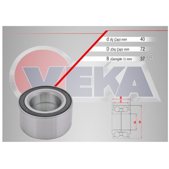 VEKA ON Tekerlek Rulmani Sol-sag Volkswagen Polo (6n2) 1.4 1999-2001 - Kod 47-4405 - OEM 357498625B ürün görseli