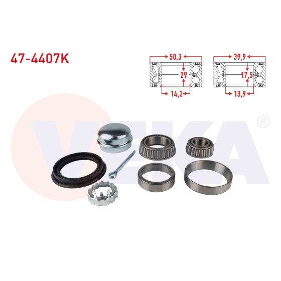 VEKA Arka Porya Rulmanı - Tekerlek Rulman Kiti Sol-sag Volkswagen Polo 1.6i 1.9 Audi TDI Ii-iii 1.6i 136 1.3 1.6 - Kod 47-4407K - OEM 191598625 ürün görseli