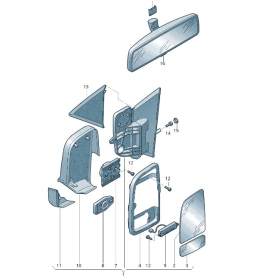 VEKA Ayna - Diş Dikiz Ayna Cami Sol Isitmali Volkswagen Crafter / Spr 2006-2016 / Mercedes-benz Sprinter 2006-2016 - Kod 61-44029 - OEM 2E1857587D ürün görseli