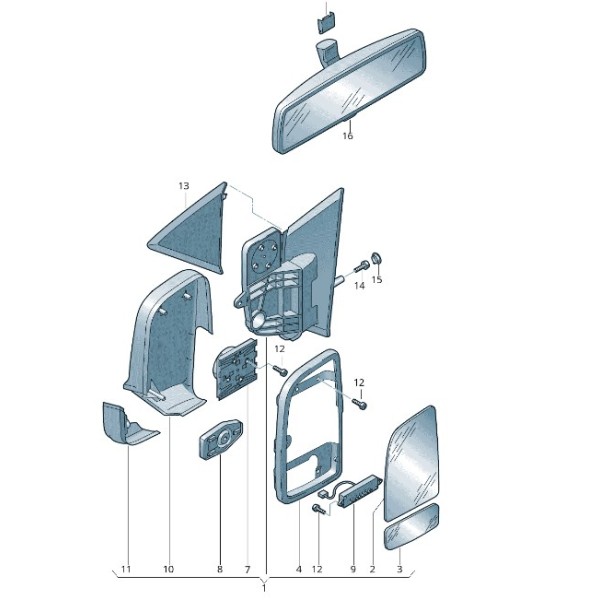 VEKA Ayna - Diş Dikiz Ayna Cami Sol Isitmali Volkswagen Crafter / Spr 2006-2016 / Mercedes-benz Sprinter 2006-2016 - Kod 61-44029 - OEM 2E1857587D