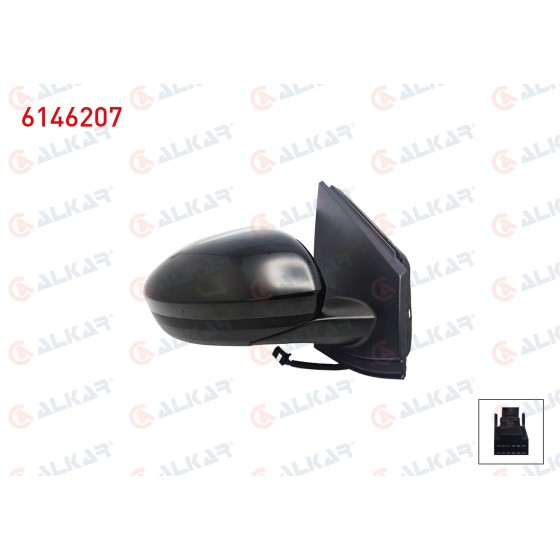 ALKAR Dis Dikiz Aynasi Sag Elektrikli Isitmali Astarli Kor Noktali 9 Pin Dacia Sandero / Stepway II (B8_) 2021- / Jogger 2022- / Dacia Logan Iii 2021 - Kod 6146207 - OEM 963017957R ürün görseli