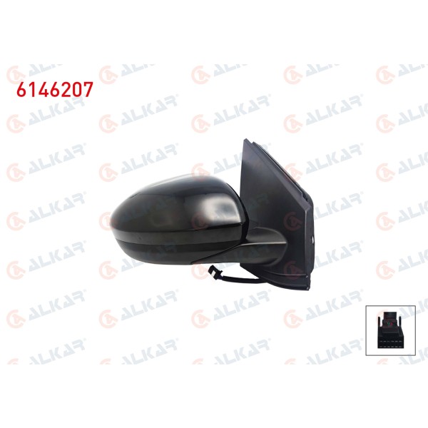 ALKAR Dis Dikiz Aynasi Sag Elektrikli Isitmali Astarli Kor Noktali 9 Pin Dacia Sandero / Stepway II (B8_) 2021- / Jogger 2022- / Dacia Logan Iii 2021 - Kod 6146207 - OEM 963017957R