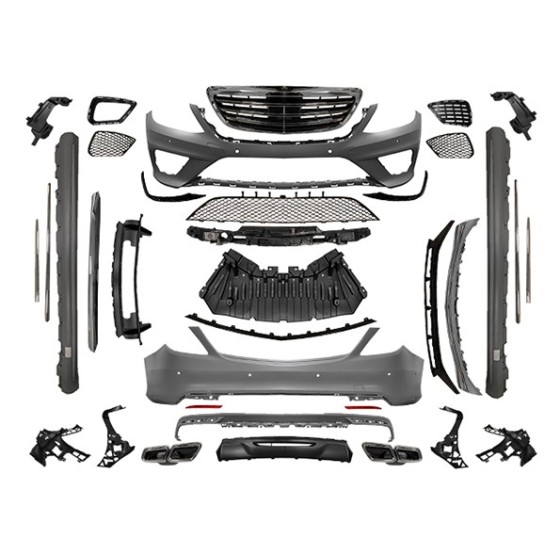 WENDER Body Kit W222 Pdcli:ön / Arka, 2b2-çıkış, Mrşp-li, Panj-lu, Egz.uçlu -Amg S63 Black-line - OEM A2222100 ürün görseli