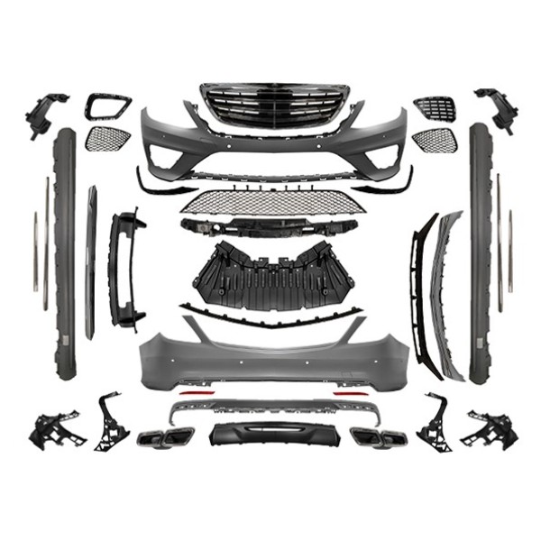 WENDER Body Kit W222 Pdcli:ön / Arka, 2b2-çıkış, Mrşp-li, Panj-lu, Egz.uçlu -Amg S63 Black-line - OEM A2222100