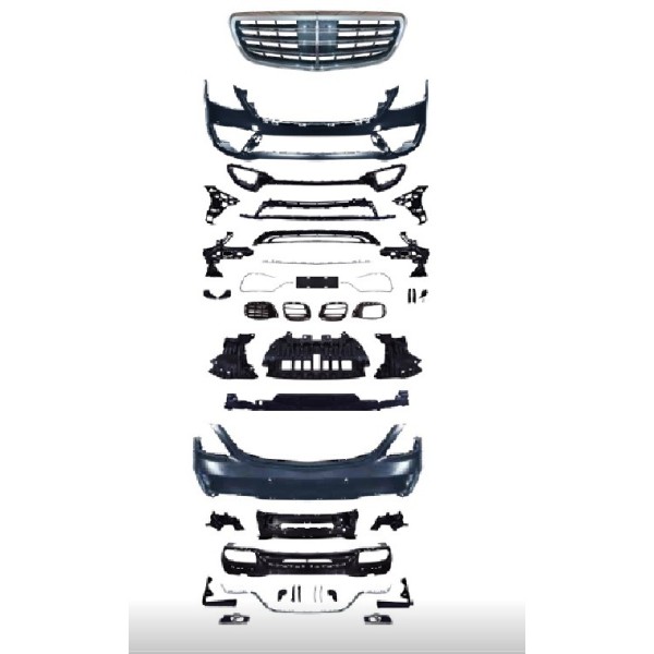 WENDER Body Kit W222 Pdcli:ön / Arka, 2b2-çıkış, Acc Panj-lu, Egz.uçlu -Amg S63 Black-line - OEM A2222103