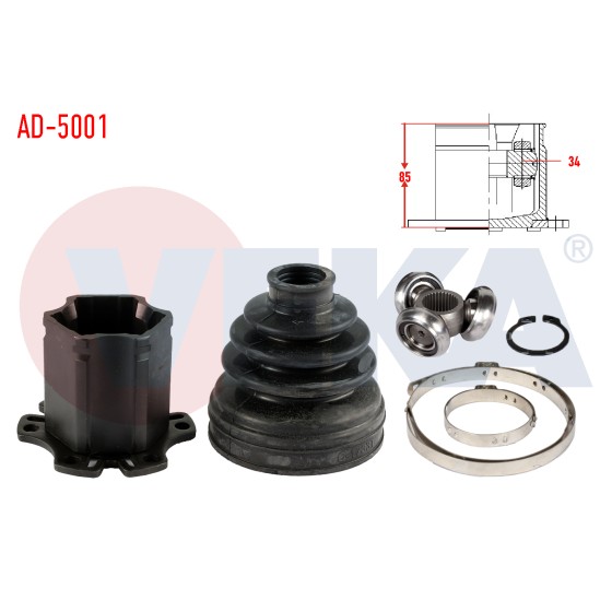 VEKA Aks Kafası - Sol-sag ON IC Audi A4 (8ec, B7) 2.0 Audi TDI Triptonic Freze Dis 34 Uzunluk 85mm 2004-2008 - Kod AD-5001 - OEM 8E0498103C ürün görseli