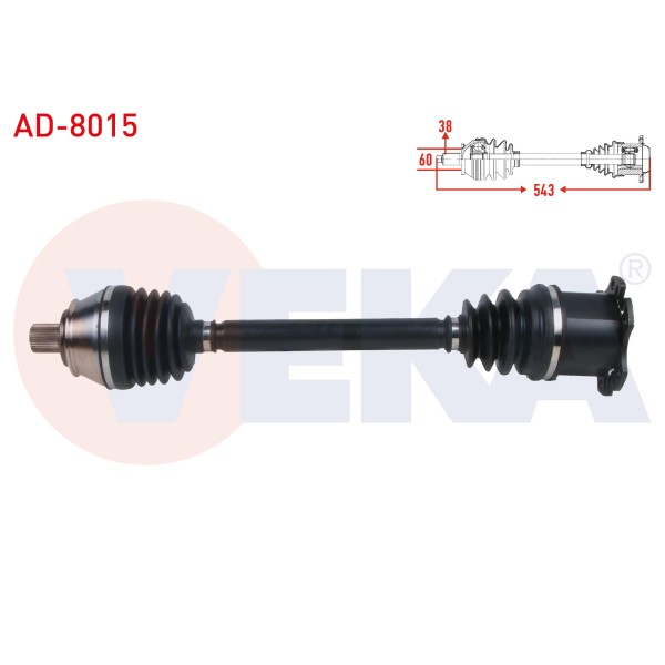 VEKA Komple Aks Sol ON Uzunluk 543mm Audi A6 (4f2, C6) 2.0 Audi TDI A-t 2004-2011 / A8 (4E_) 3.0 Audi TDI A-t 2003-2011 - Kod AD-8015 - OEM 4E0407272P