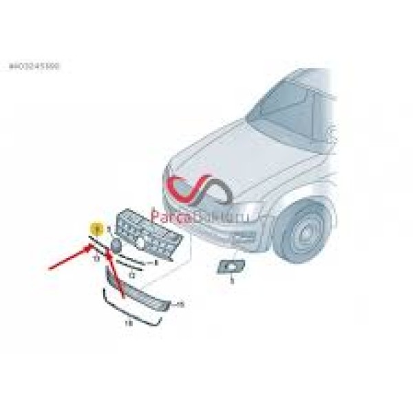 İthal ÖN Panjur Nikelaji Üst Sağ ( Orj.) Volkswagen Amarok 2013 - Kod AMRK13-2001 - OEM 2HH853764