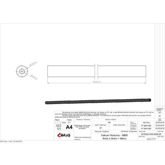 BLUEMAX Vakum Hortumu 4mm X 9mm = 46cm Karsan J10 2.3 D. Euro IV - Kod BL-17779 - OEM K45721120018594073 ürün görseli