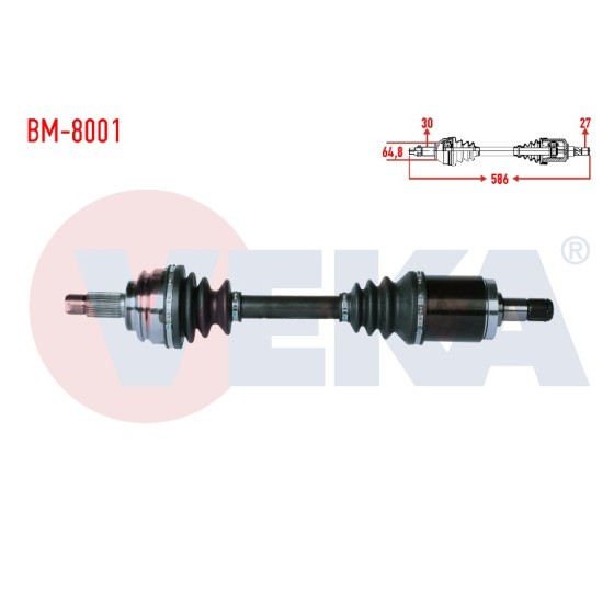 VEKA Komple Aks Sol ON Bmw X5 (E53) 3.0 D Uzunluk 586mm 2000-2007 - Kod BM-8001 - OEM 31607565313 ürün görseli
