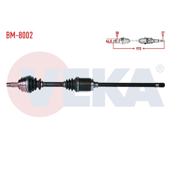 VEKA Komple Aks Sag ON Bmw X5 (E53) 3.0 D Uzunluk 970mm 2000-2007 - Kod BM-8002 - OEM 31607565314 ürün görseli