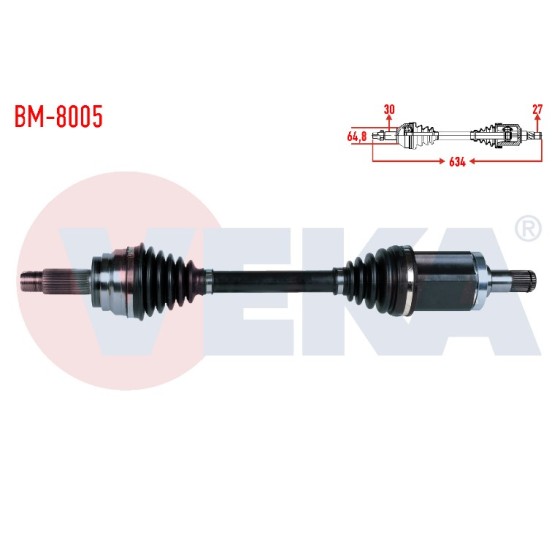 VEKA Komple Aks Sol ON Bmw X5 (E70) 3.0 D Uzunluk 695mm 2007-2012 - Kod BM-8005 - OEM 31607553945 ürün görseli