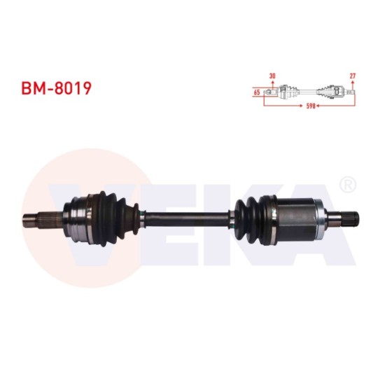VEKA Komple Aks Sol ON Bmw X3 (E83) 2.0 D X-drive Uzunluk 598 Mm 2004-2010 - Kod BM-8019 - OEM 31603450565 ürün görseli