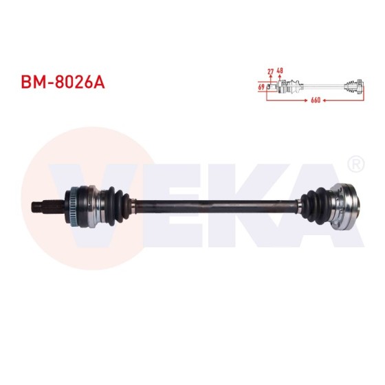 VEKA Bmw Komple Aks Sag Arka 3 Serisi (E90) 320 D Absli 48 Dis Uzunluk 660 Mm 2005-2011 - Kod BM-8026A - OEM 33217547076 ürün görseli